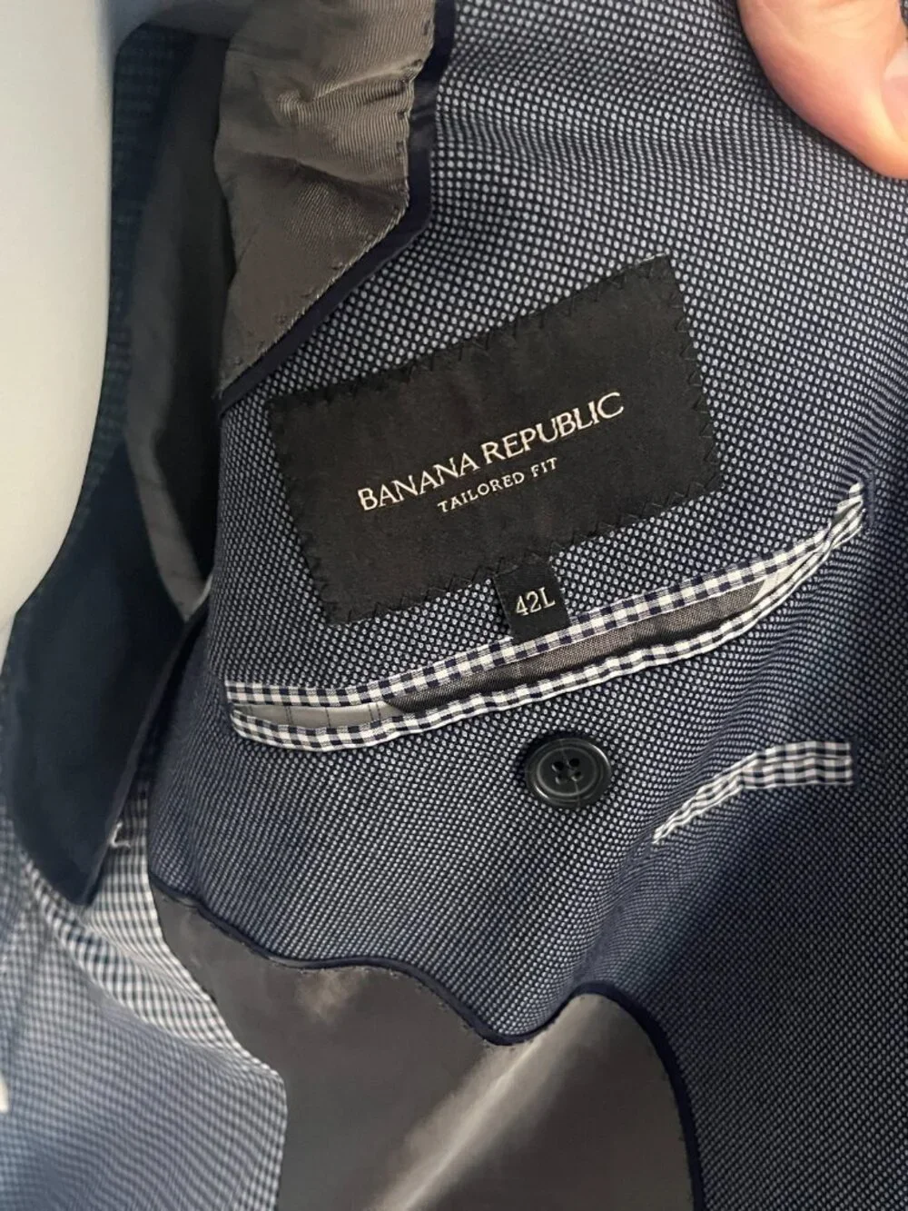👔 Banana Republic Men's Dark Blue Wool Tailored Fit Sport Coat Blazer 42L 👔